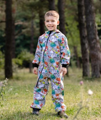 Waterproof Softshell Overall Comfy Graffiti Monsters Jumpsuit