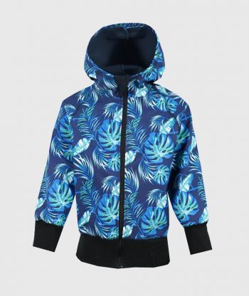 Waterproof Softshell Hoodie Blue Leaves